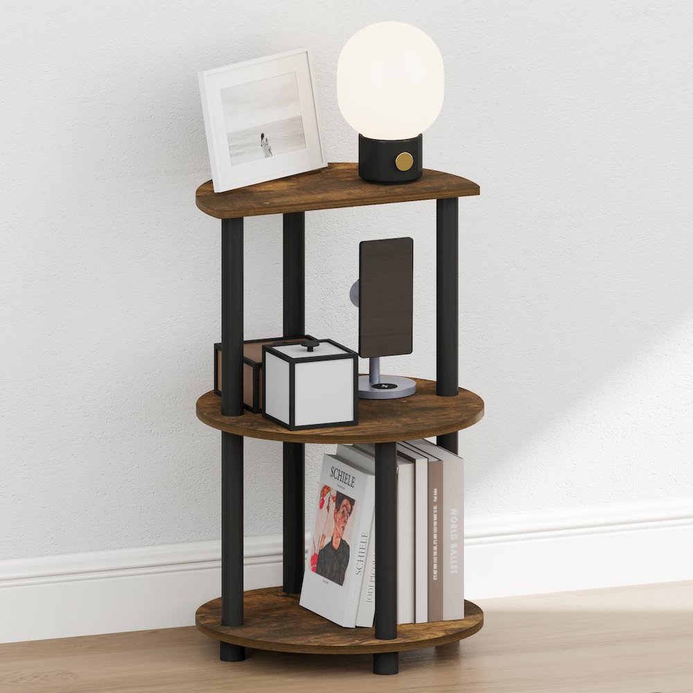 TURN-N-TUBE Night Stand, 3-Tier Round, End Table, Amber Pine. Picture 2