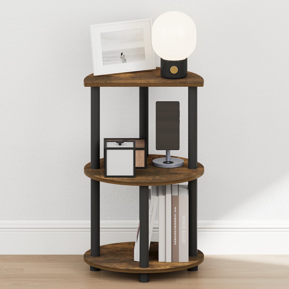 TURN-N-TUBE Night Stand, 3-Tier Round, End Table, Amber Pine. Picture 6