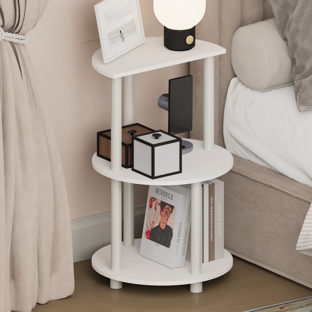TURN-N-TUBE Night Stand, 3-Tier Round, End Table, White. Picture 4