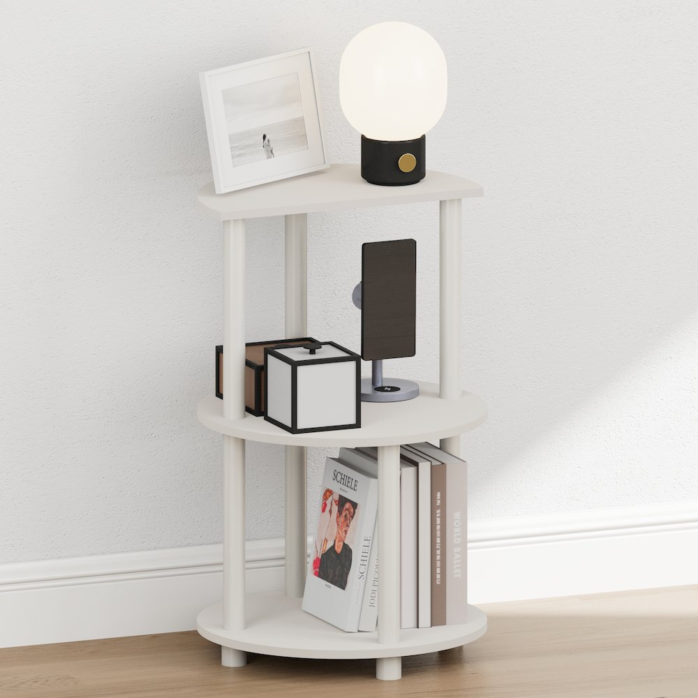TURN-N-TUBE Night Stand, 3-Tier Round, End Table, White. Picture 2