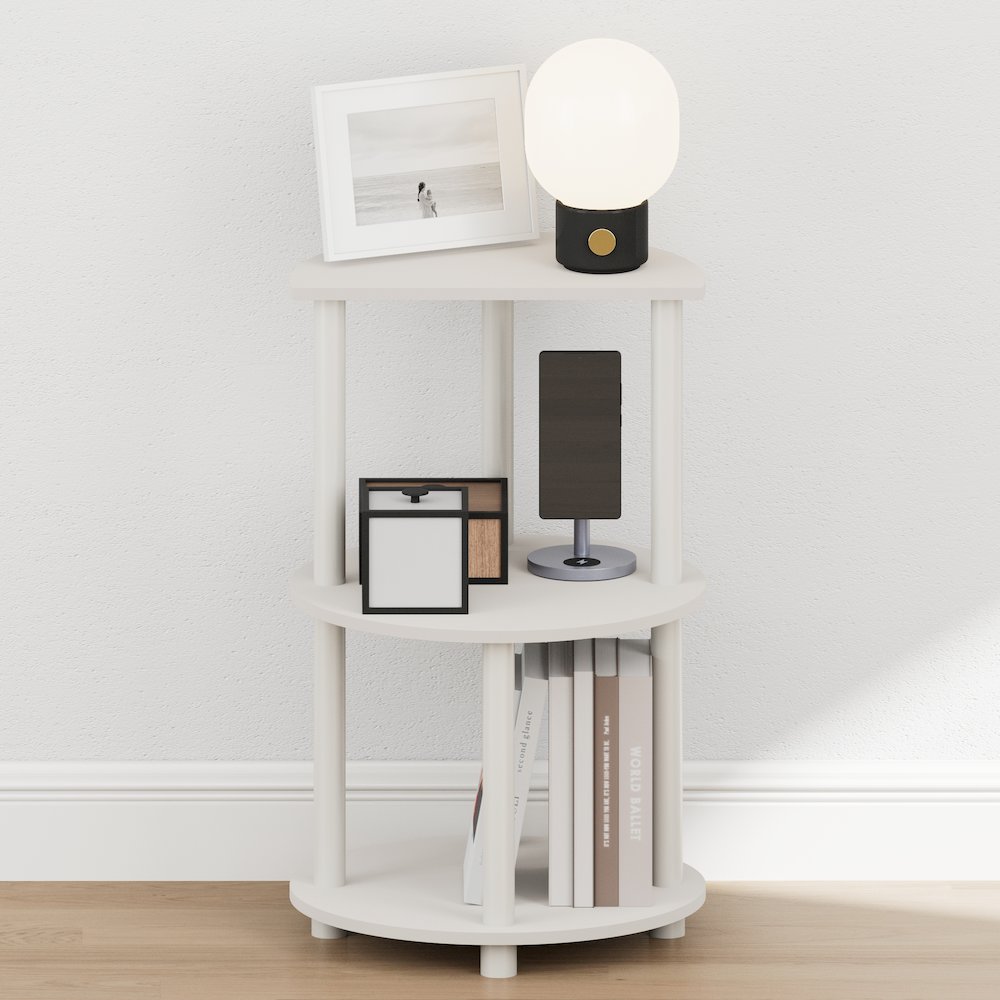 TURN-N-TUBE Night Stand, 3-Tier Round, End Table, White. Picture 6