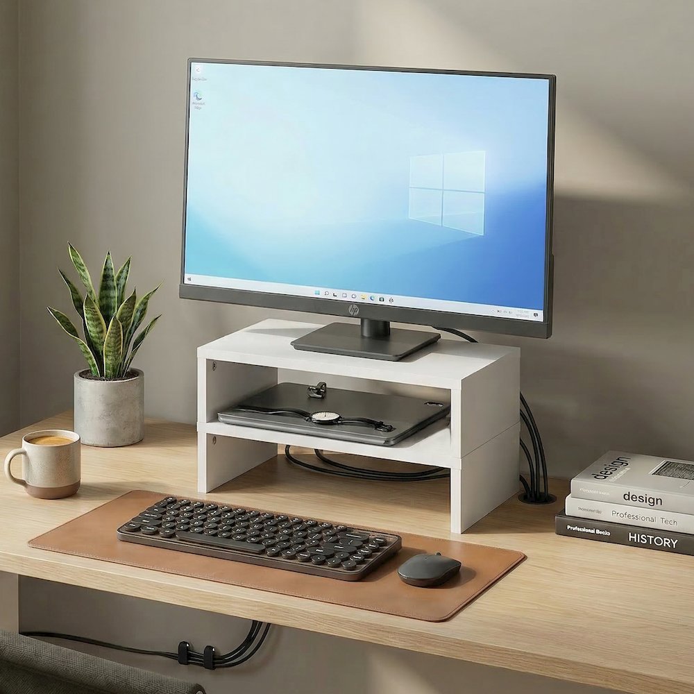 CLASSIC Monitor Stand Riser Set of 2, 15.7" Wide Dual Monitor Riser. Picture 2