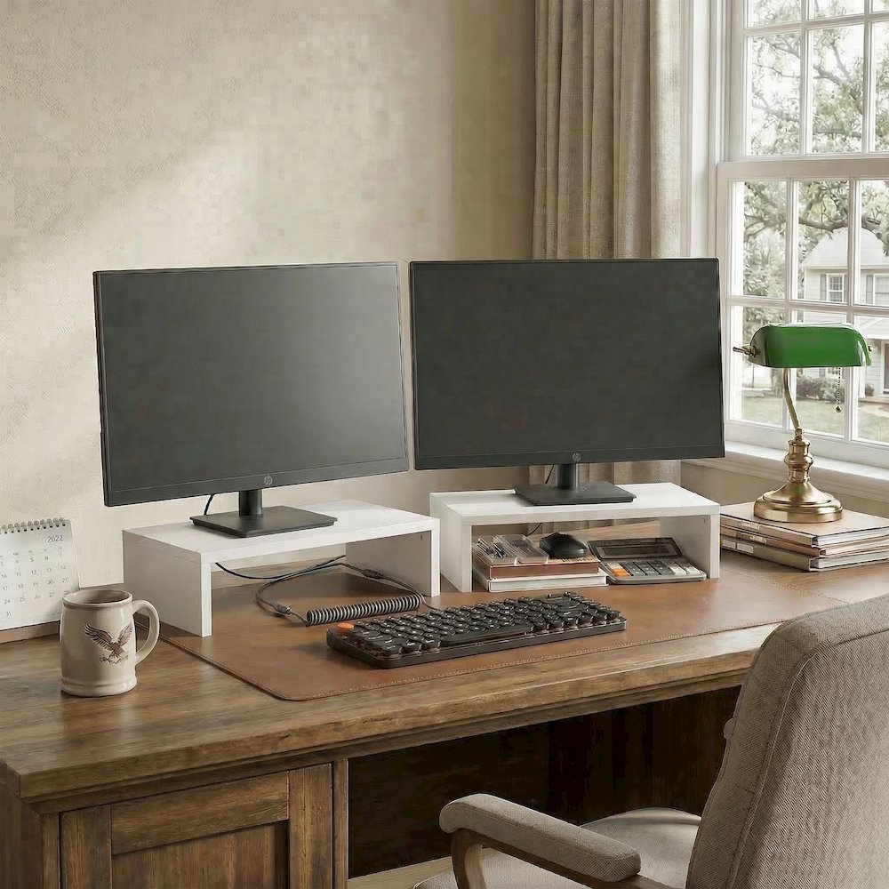 CLASSIC Monitor Stand Riser Set of 2, 15.7" Wide Dual Monitor Riser. Picture 6