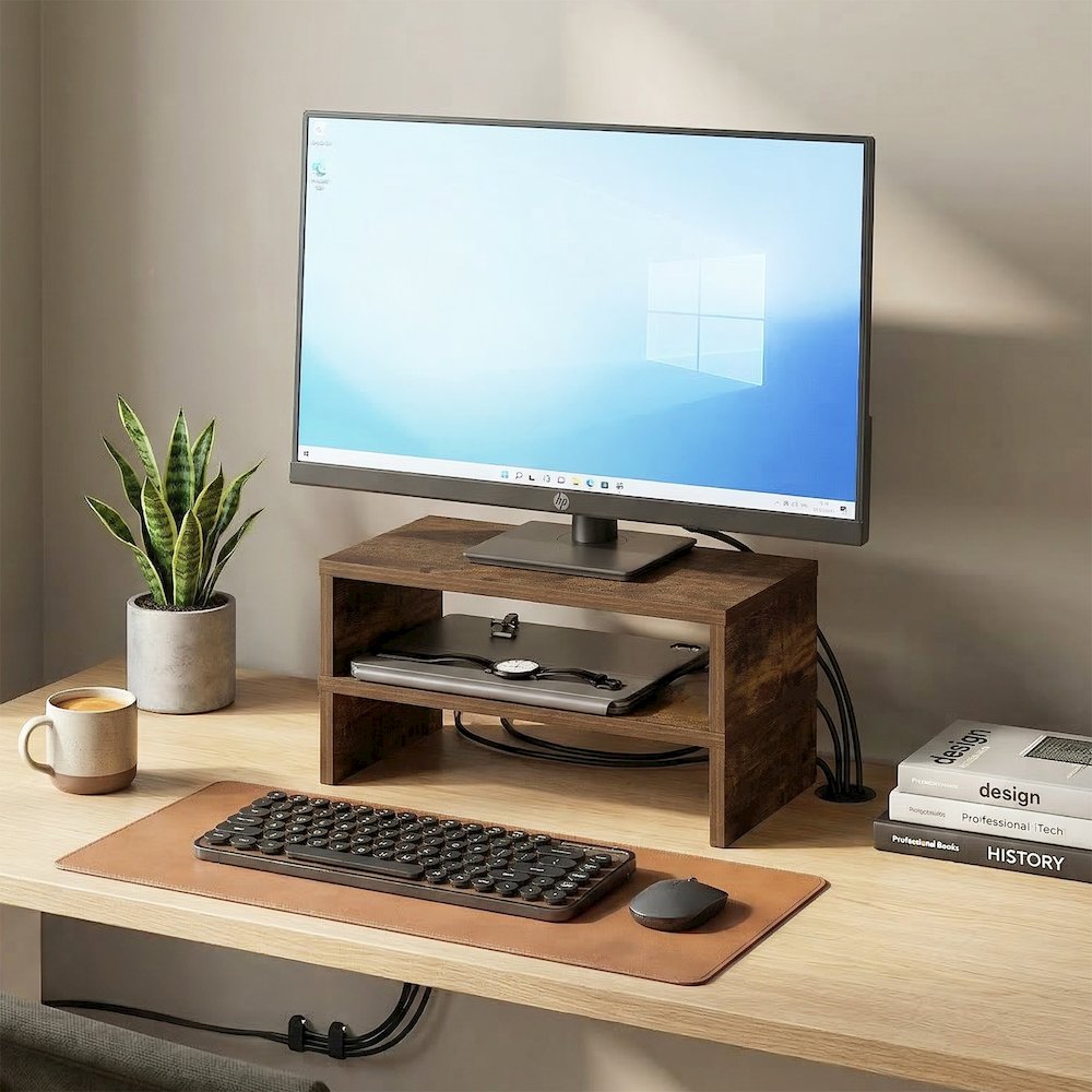 CLASSIC Monitor Stand Riser Set of 2, 15.7" Wide Dual Monitor Riser. Picture 2