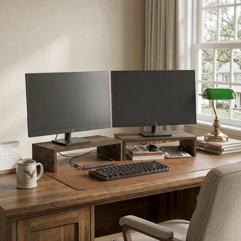 CLASSIC Monitor Stand Riser Set of 2, 15.7" Wide Dual Monitor Riser. Picture 6