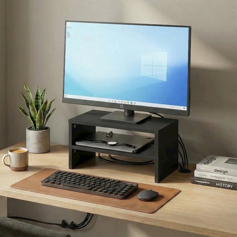 CLASSIC Monitor Stand Riser Set of 2, 15.7" Wide Dual Monitor Riser. Picture 2