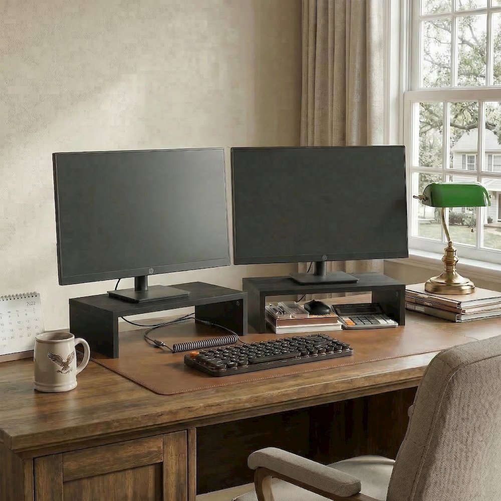 CLASSIC Monitor Stand Riser Set of 2, 15.7" Wide Dual Monitor Riser. Picture 6