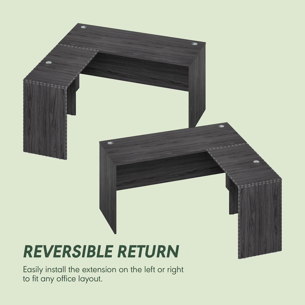 60 Inch L-Shaped Office Desk, Executive Desk with Reversible Desk Return. Picture 7