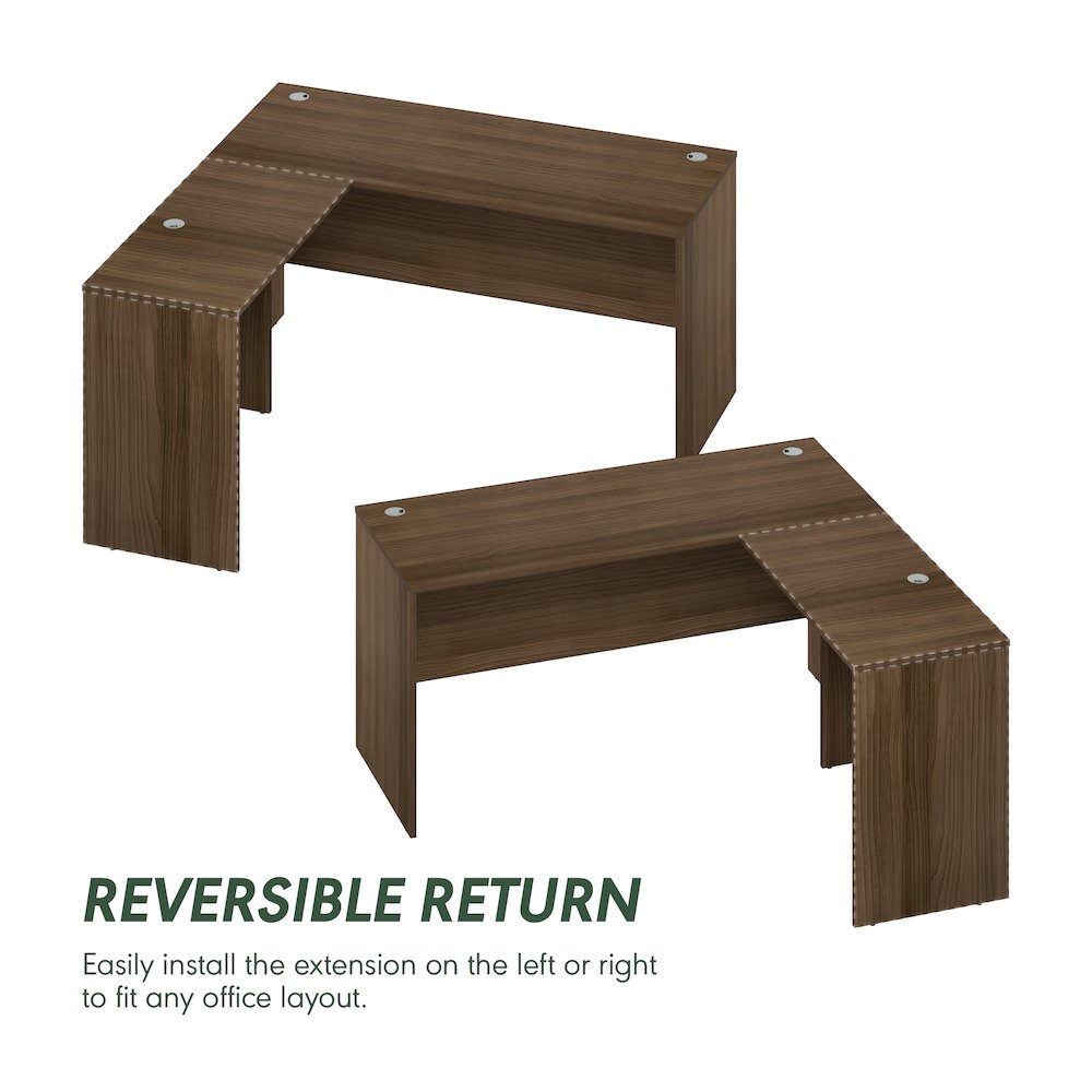 60 Inch L-Shaped Office Desk, Executive Desk with Reversible Desk Return. Picture 7