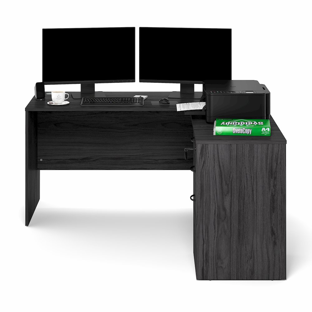 60 Inch L-Shaped Executive Desk with File Cabinet. Picture 4