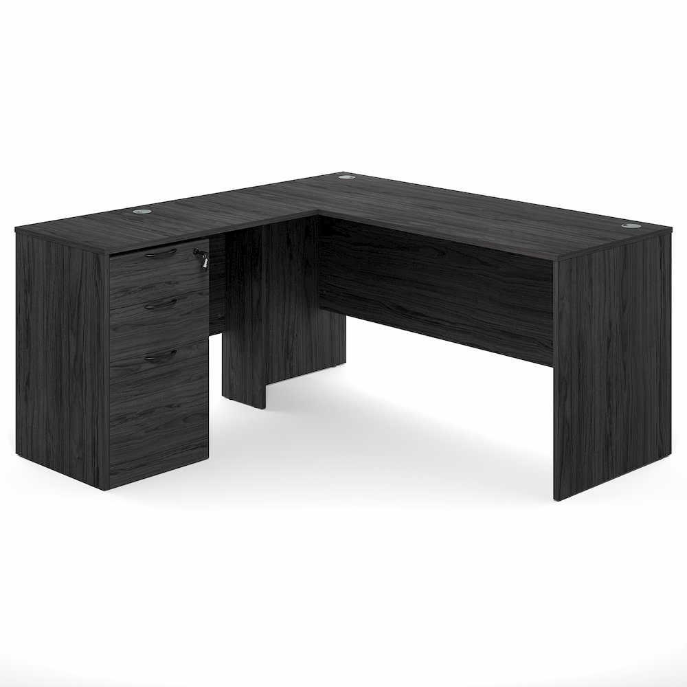 60 Inch L-Shaped Executive Desk with File Cabinet. Picture 1