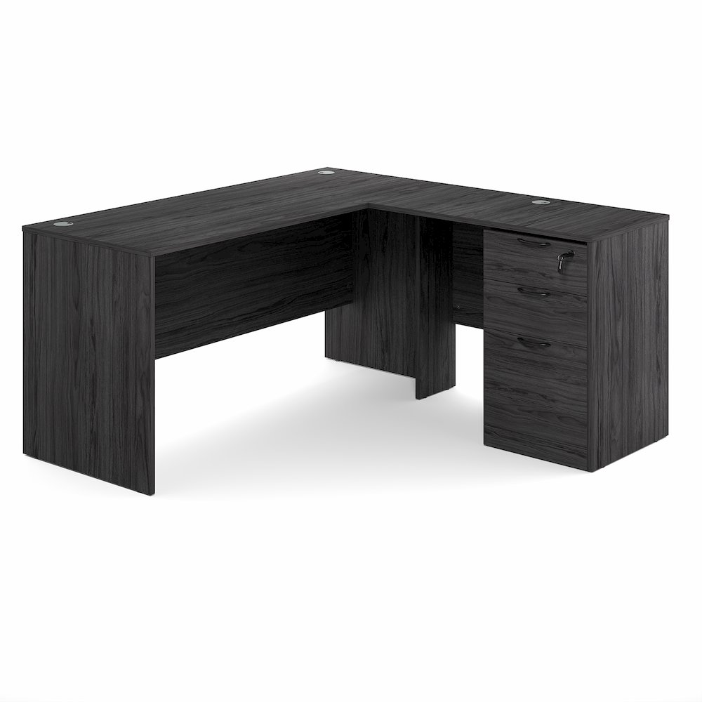 60 Inch L-Shaped Executive Desk with File Cabinet. Picture 3