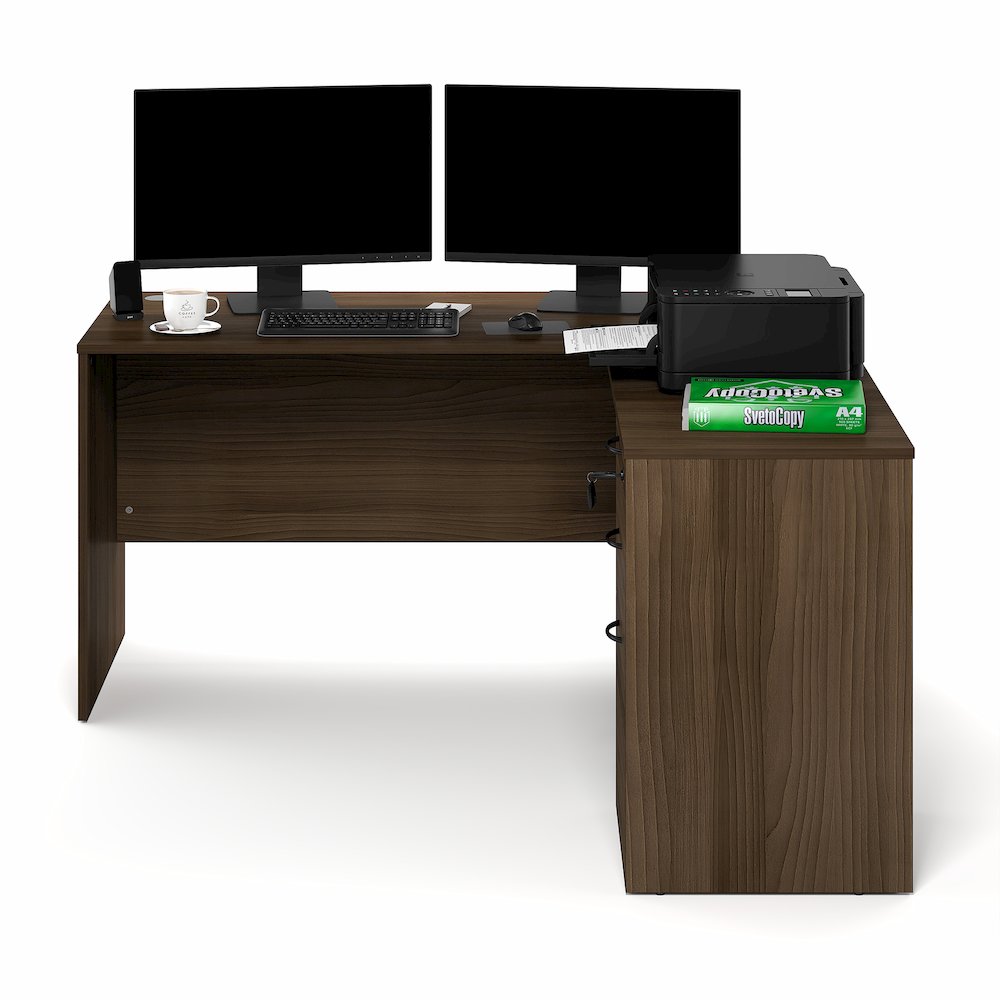 60 Inch L-Shaped Executive Desk with File Cabinet. Picture 4