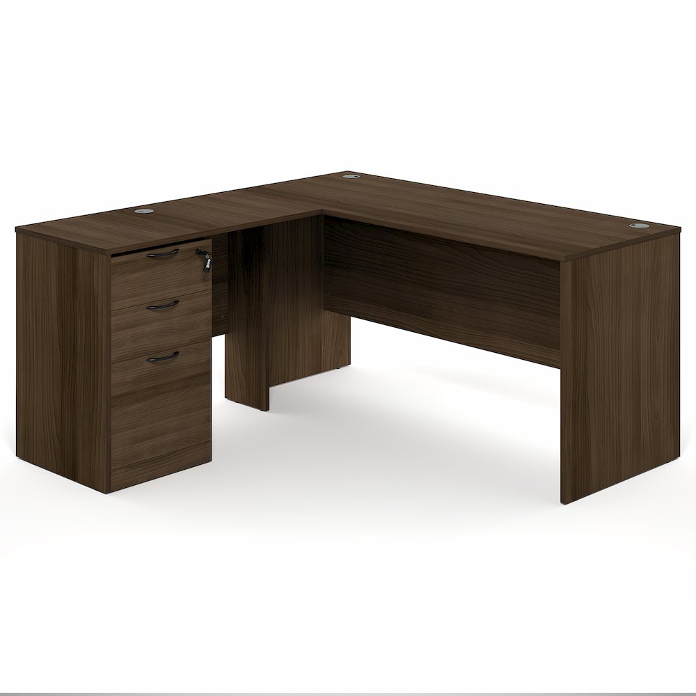 60 Inch L-Shaped Executive Desk with File Cabinet. Picture 1