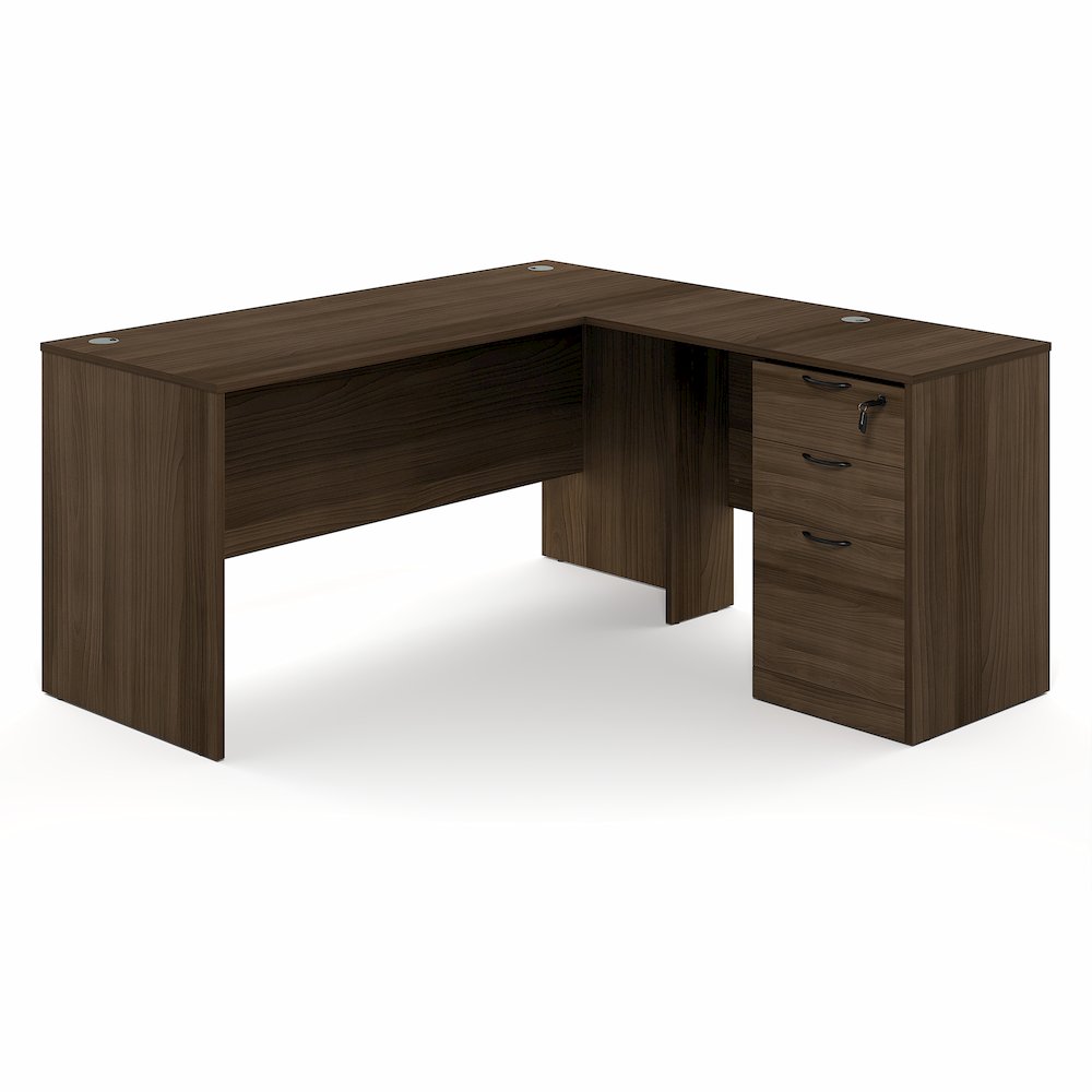 60 Inch L-Shaped Executive Desk with File Cabinet. Picture 3