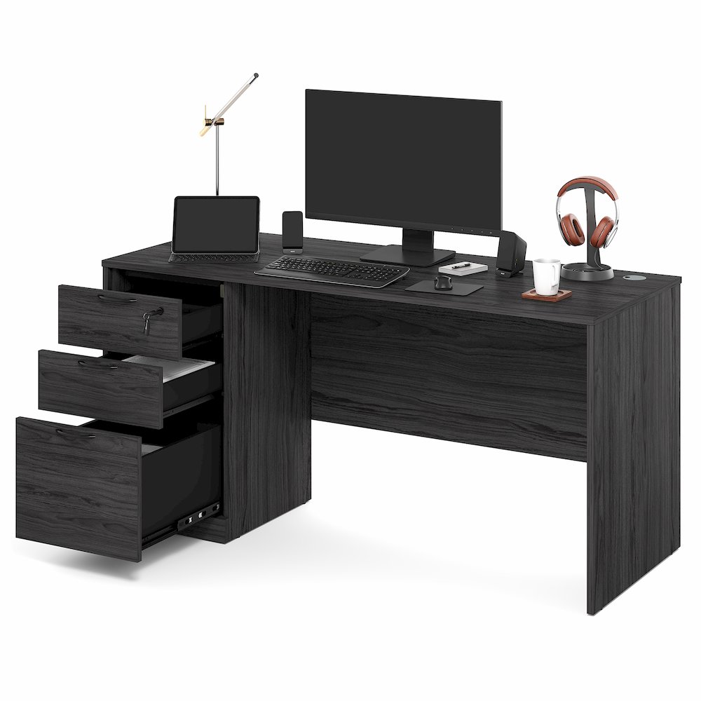 60 Inch Executive Desk with File Cabinet. Picture 6