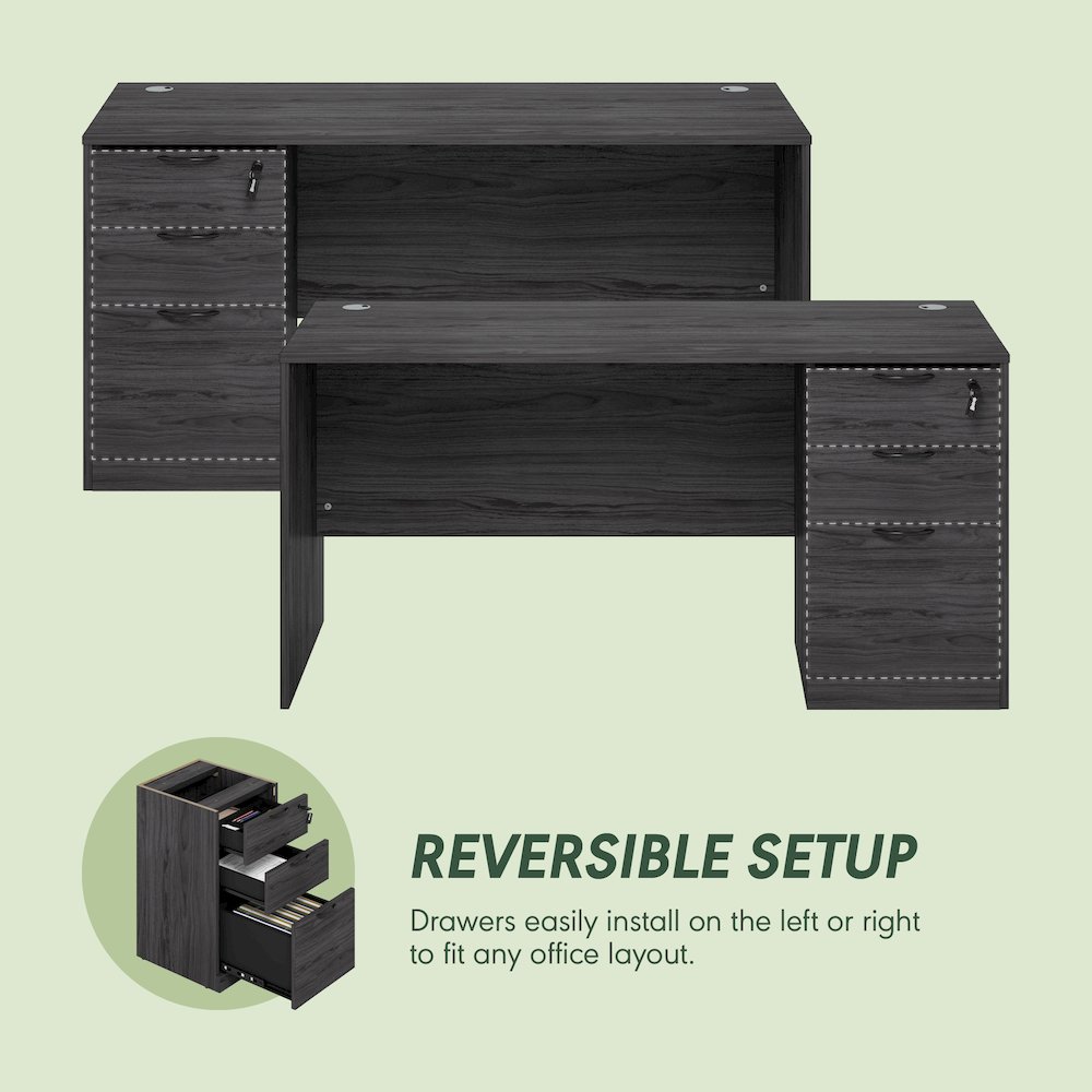 60 Inch Executive Desk with File Cabinet. Picture 8