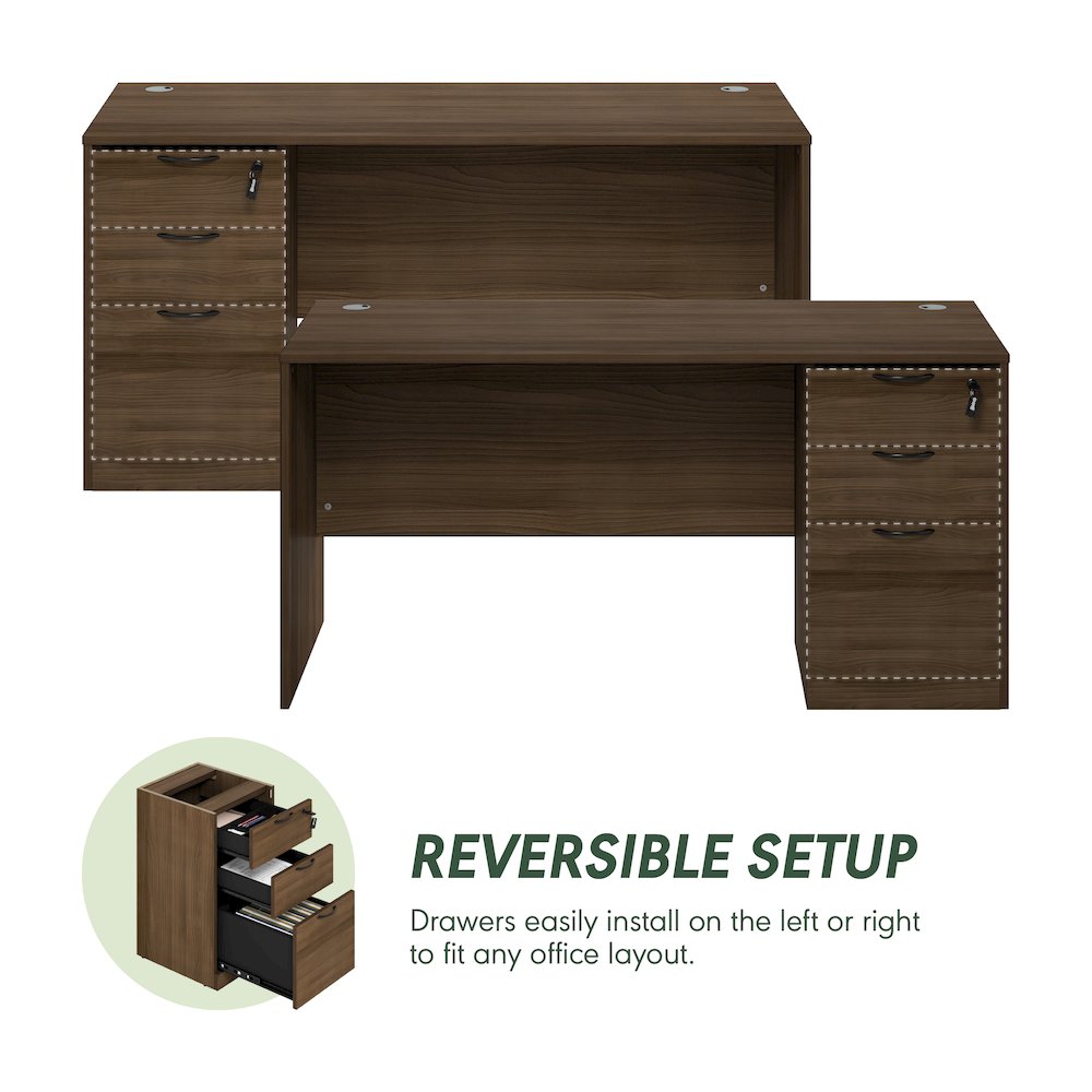 60 Inch Executive Desk with File Cabinet. Picture 8