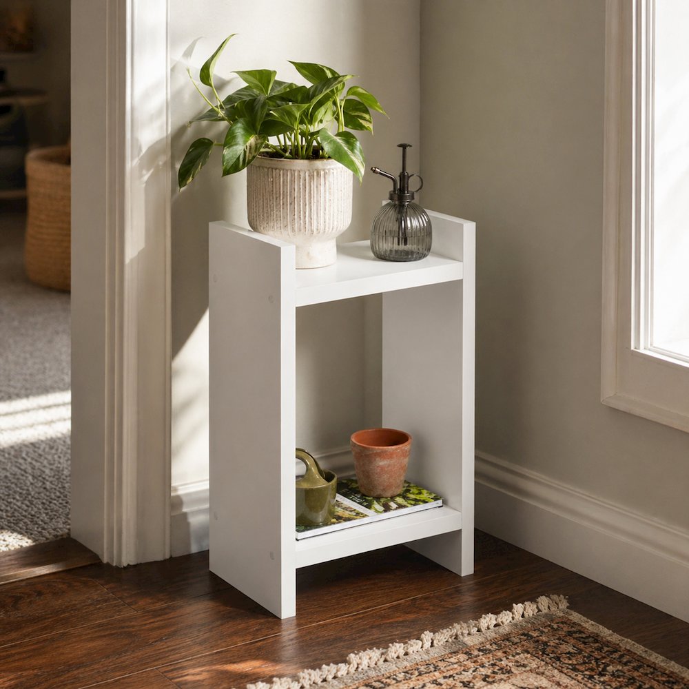 VIOLA Plant Stand Indoor Outdoor, 2-Tier Narrow, White. Picture 2