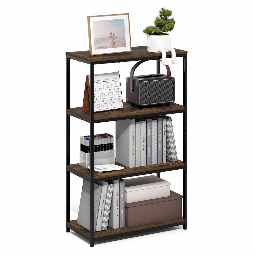 SIMPLISTIC Book Shelf, 4-Tier Tall Wide Bookshelf, 11.8 x 23.6 x 38.6. Picture 5