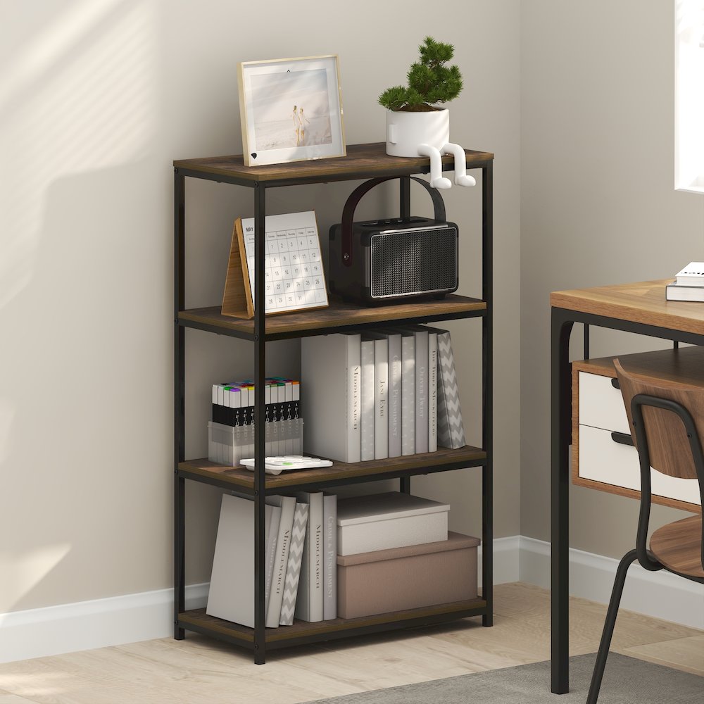 SIMPLISTIC Book Shelf, 4-Tier Tall Wide Bookshelf, 11.8 x 23.6 x 38.6. Picture 2