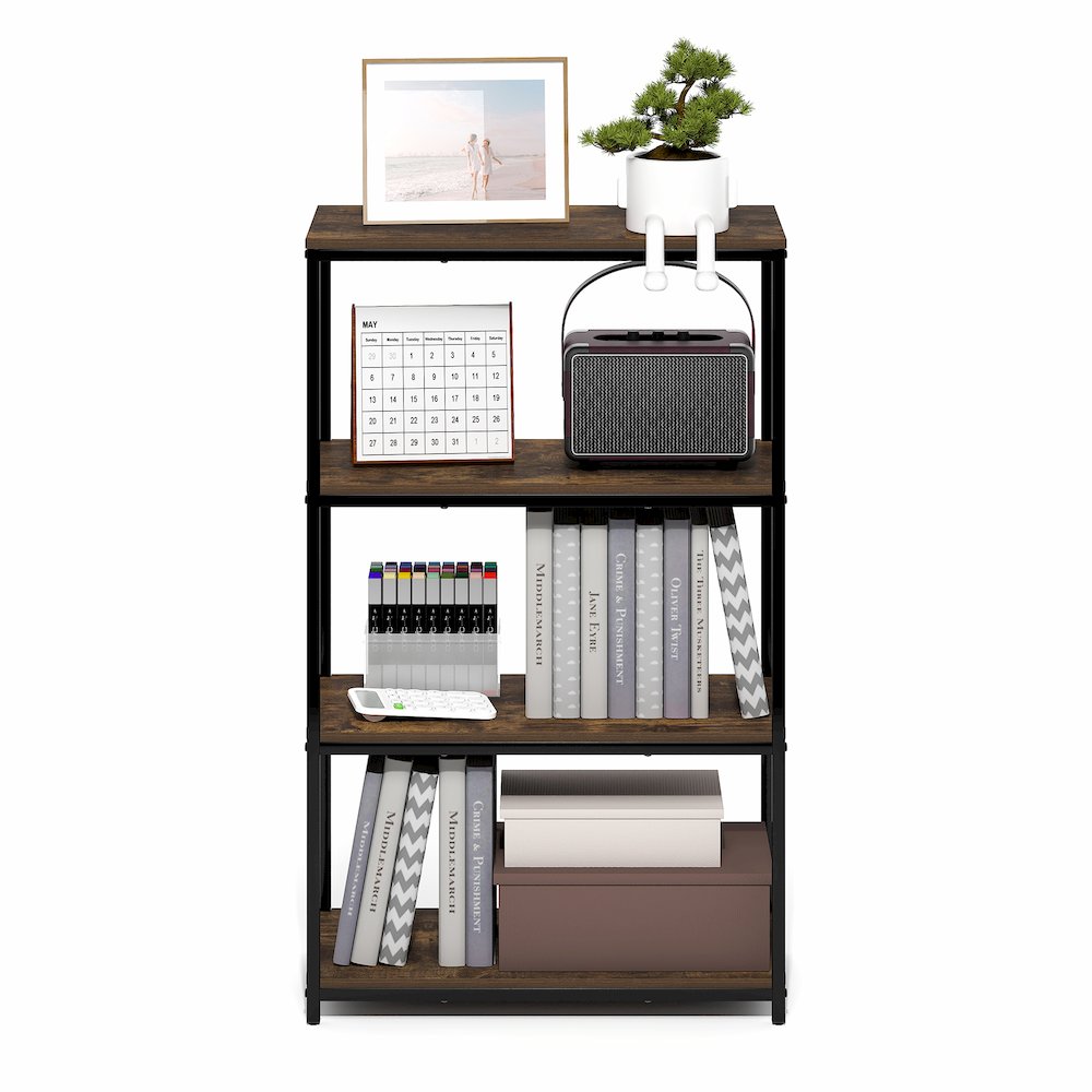 SIMPLISTIC Book Shelf, 4-Tier Tall Wide Bookshelf, 11.8 x 23.6 x 38.6. Picture 4