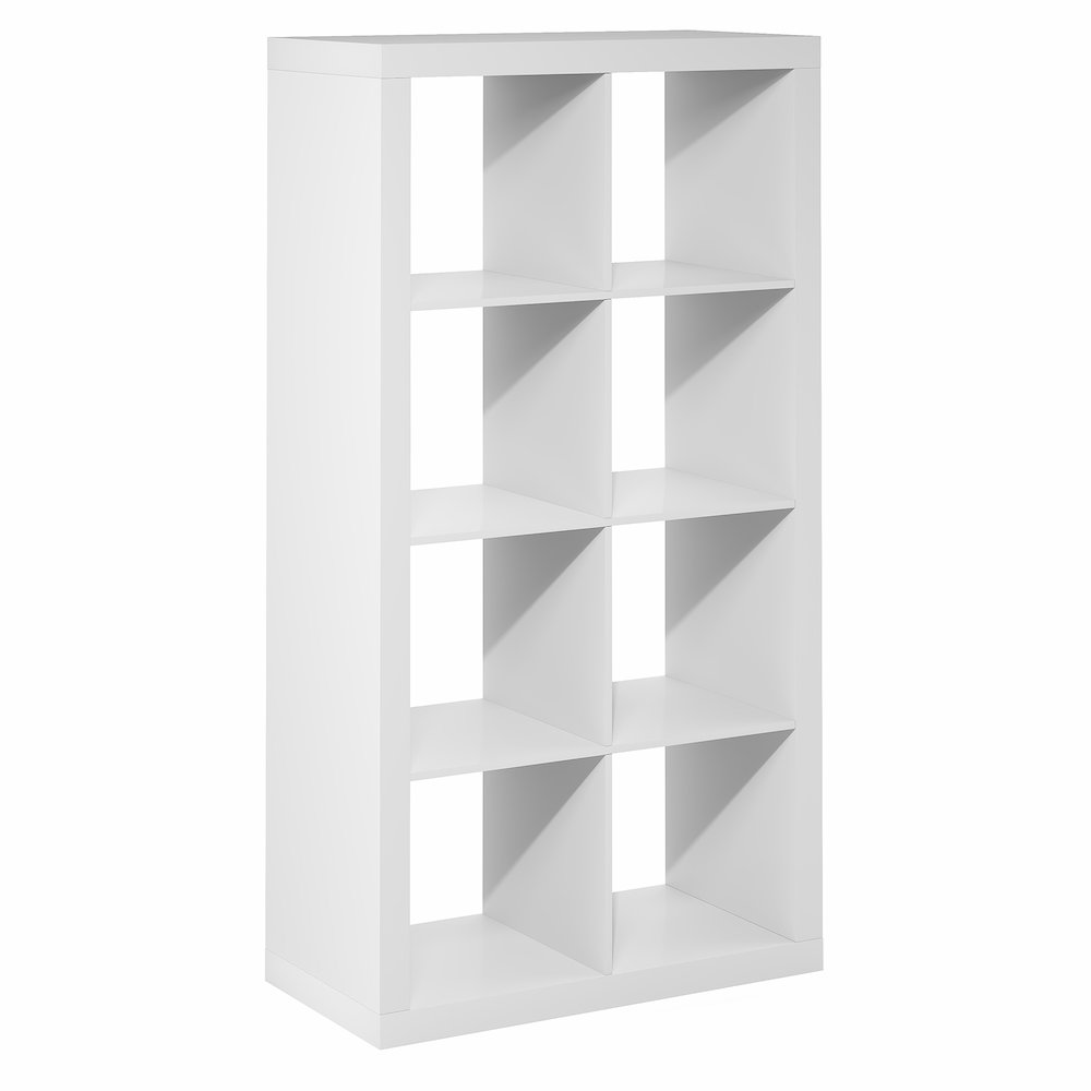CUBICLE Book Shelf, 8-Cube 2-Inch Super Thick, Reversible Bookcase, White. Picture 1