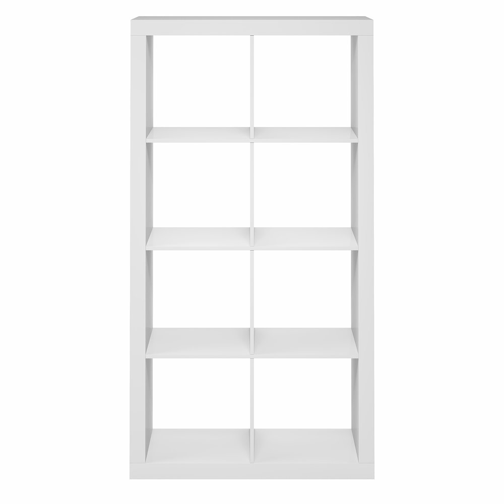 CUBICLE Book Shelf, 8-Cube 2-Inch Super Thick, Reversible Bookcase, White. Picture 3