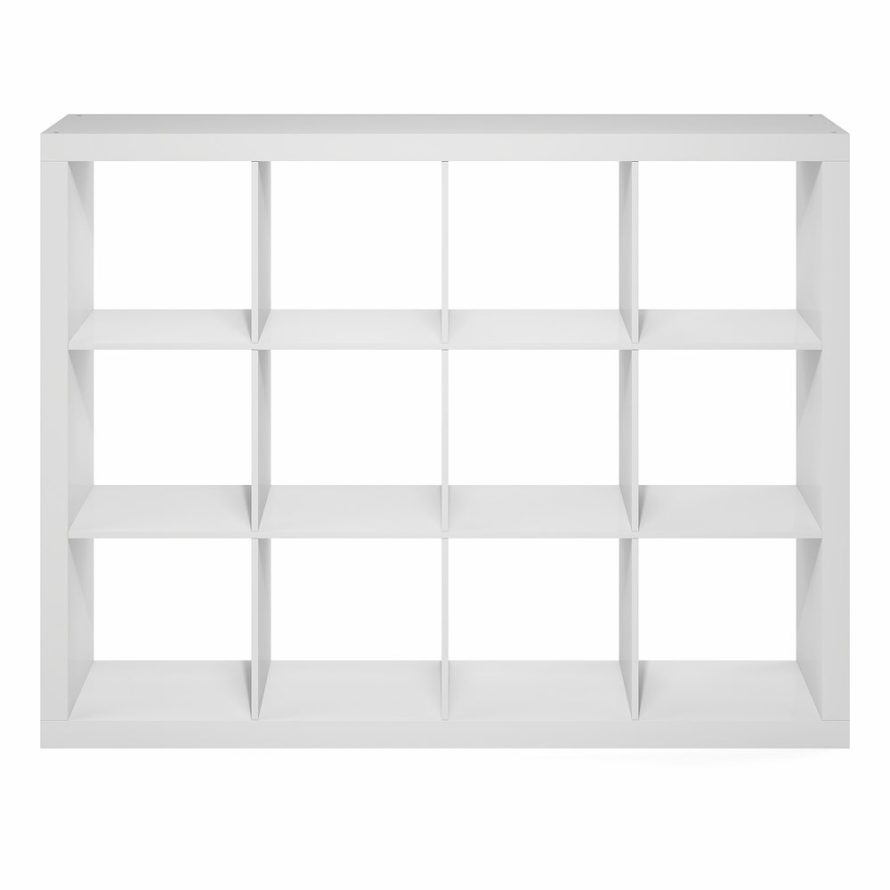 CUBICLE Book Shelf, 12-Cube 2-Inch Super Thick, Reversible Bookcase, White. Picture 3