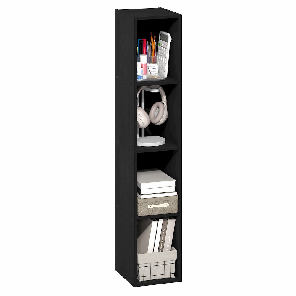 FULDA Book Shelf, 4-Tier Narrow Bookshelf, 9.3 x 7.9 x 41.6. Picture 4