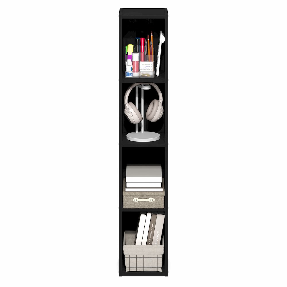 FULDA Book Shelf, 4-Tier Narrow Bookshelf, 9.3 x 7.9 x 41.6. Picture 6