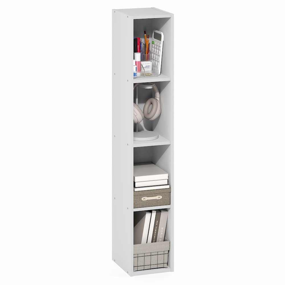 FULDA Book Shelf, 4-Tier Narrow Bookshelf, 9.3 x 7.9 x 41.6. Picture 4