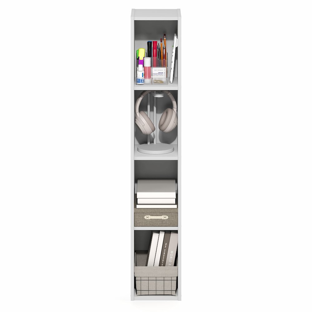 FULDA Book Shelf, 4-Tier Narrow Bookshelf, 9.3 x 7.9 x 41.6. Picture 6