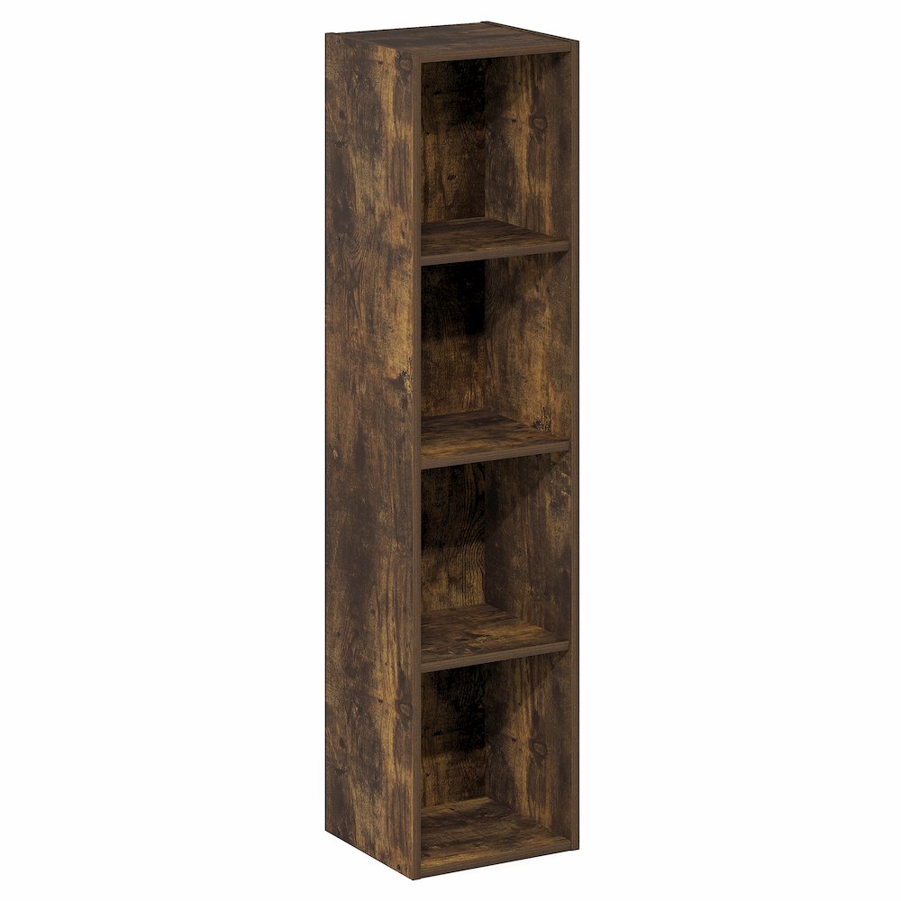 FULDA Book Shelf, 4-Tier Narrow Bookshelf, 9.3 x 9.8 x 41.6. Picture 1