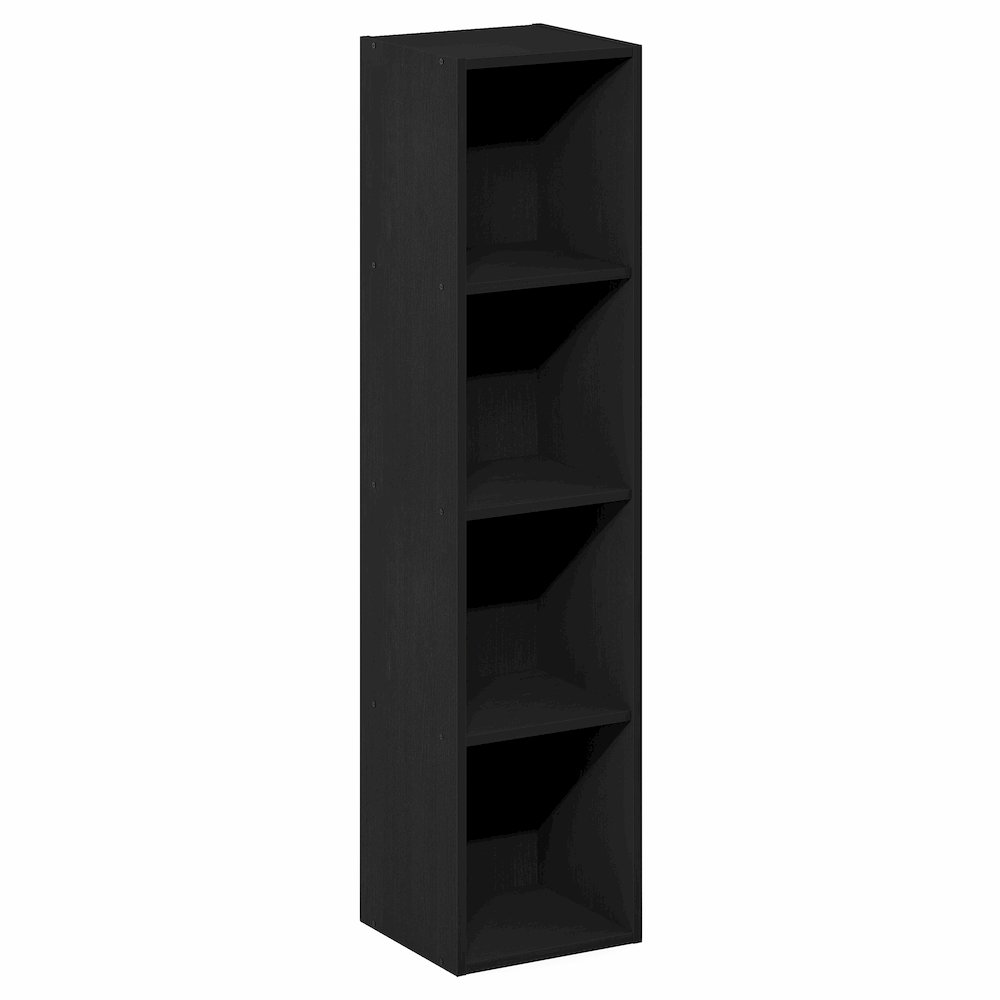 FULDA Book Shelf, 4-Tier Narrow Bookshelf, 9.3 x 9.8 x 41.6. Picture 1