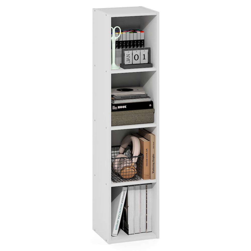 FULDA Book Shelf, 4-Tier Narrow Bookshelf, 9.3 x 9.8 x 41.6. Picture 4