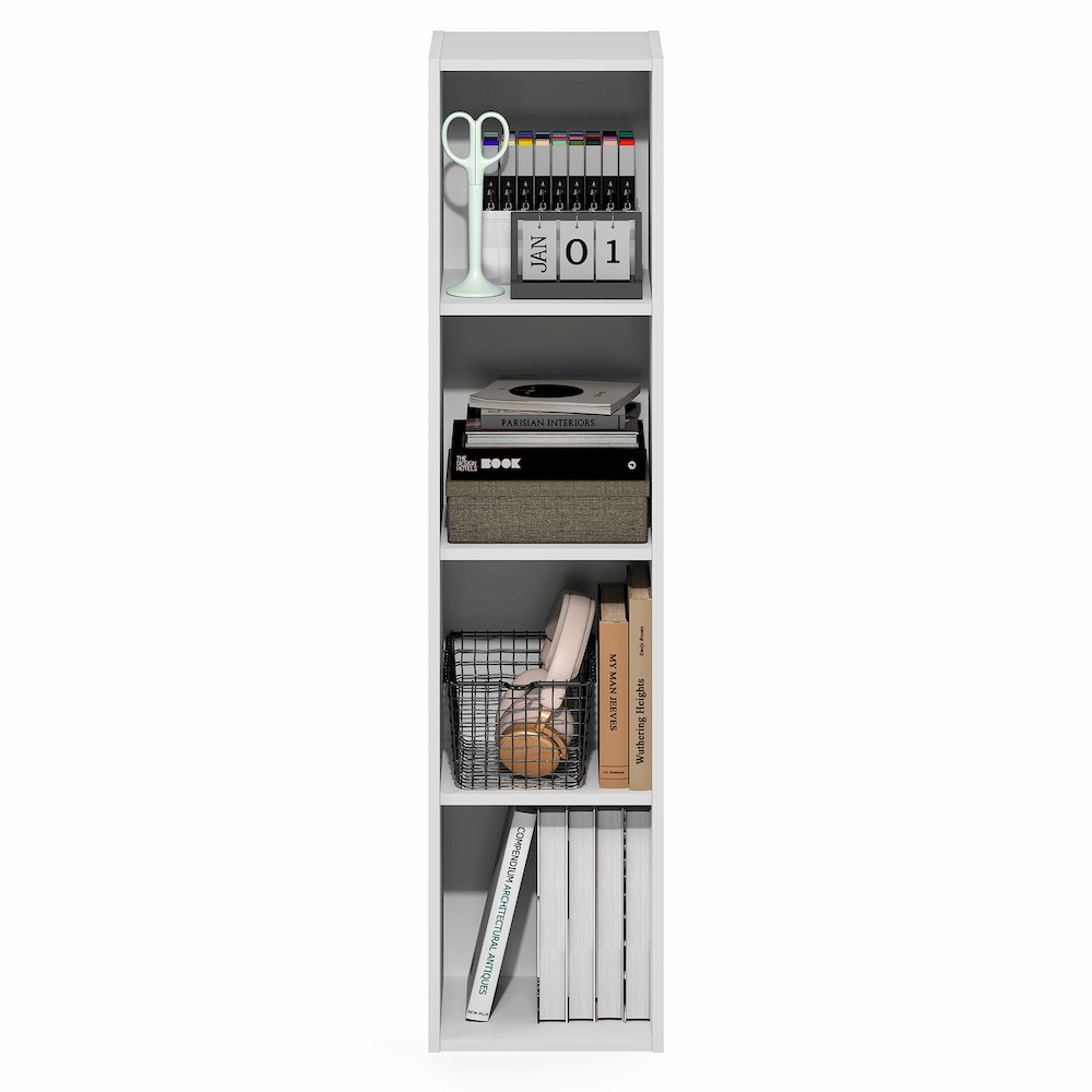 FULDA Book Shelf, 4-Tier Narrow Bookshelf, 9.3 x 9.8 x 41.6. Picture 6