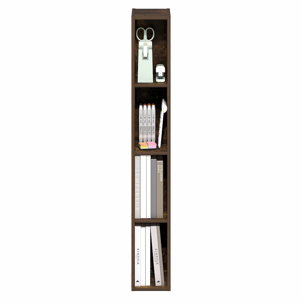 FULDA Book Shelf, 4-Tier Narrow Bookshelf, 9.3 x 5.9 x 41.6. Picture 6