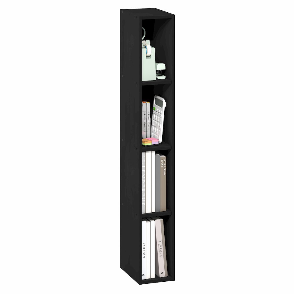 FULDA Book Shelf, 4-Tier Narrow Bookshelf, 9.3 x 5.9 x 41.6. Picture 4