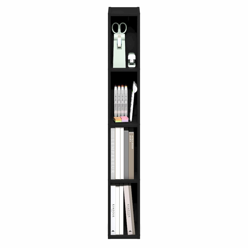 FULDA Book Shelf, 4-Tier Narrow Bookshelf, 9.3 x 5.9 x 41.6. Picture 7
