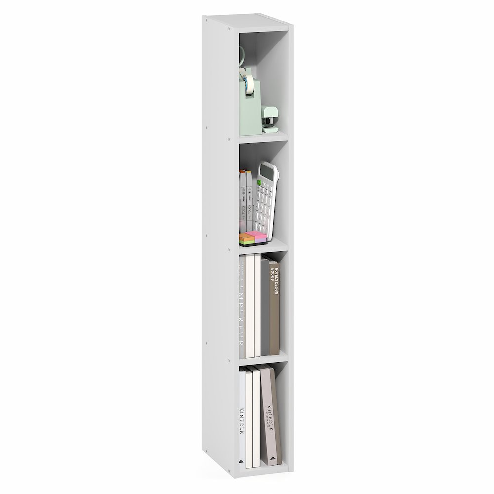 FULDA Book Shelf, 4-Tier Narrow Bookshelf, 9.3 x 5.9 x 41.6. Picture 4
