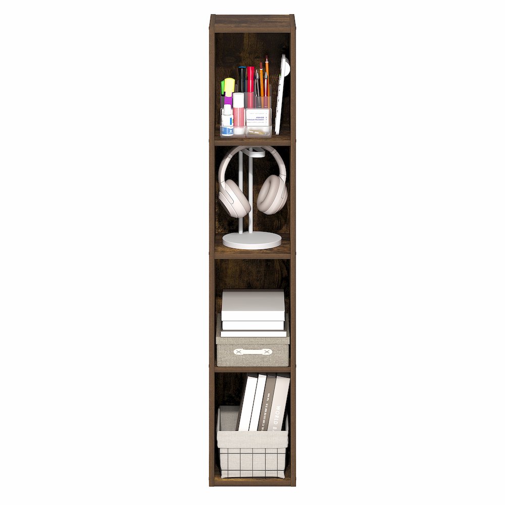 FULDA Book Shelf, 4-Tier Narrow Bookshelf, 9.3 x 7.9 x 41.6. Picture 6
