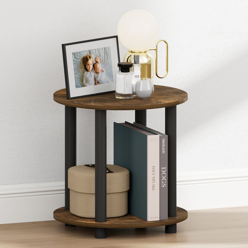 TURN-N-TUBE Nght Stand, 2-Tier Small Round, Amber Pine. Picture 1
