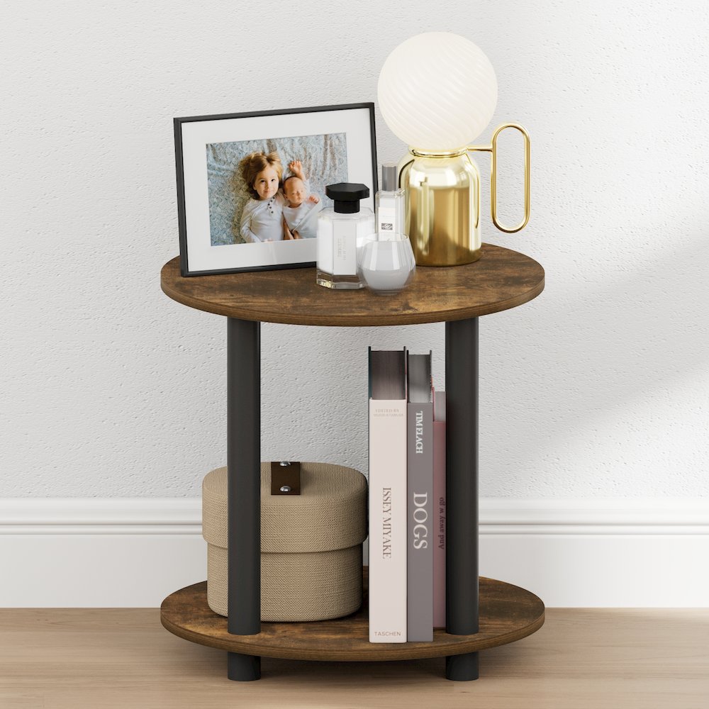 TURN-N-TUBE Nght Stand, 2-Tier Small Round, Amber Pine. Picture 4