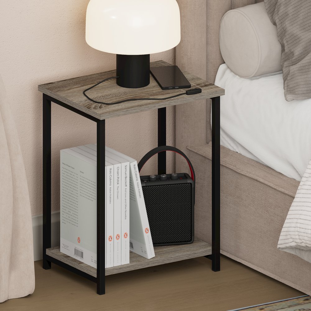 SIMPLISTIC Night Stand, 2-Tier Open Shelf Design, French Oak. Picture 4