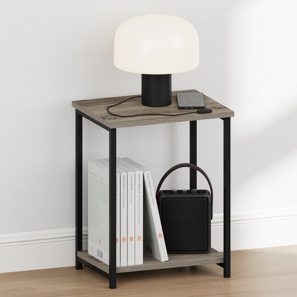 SIMPLISTIC Night Stand, 2-Tier Open Shelf Design, French Oak. Picture 2