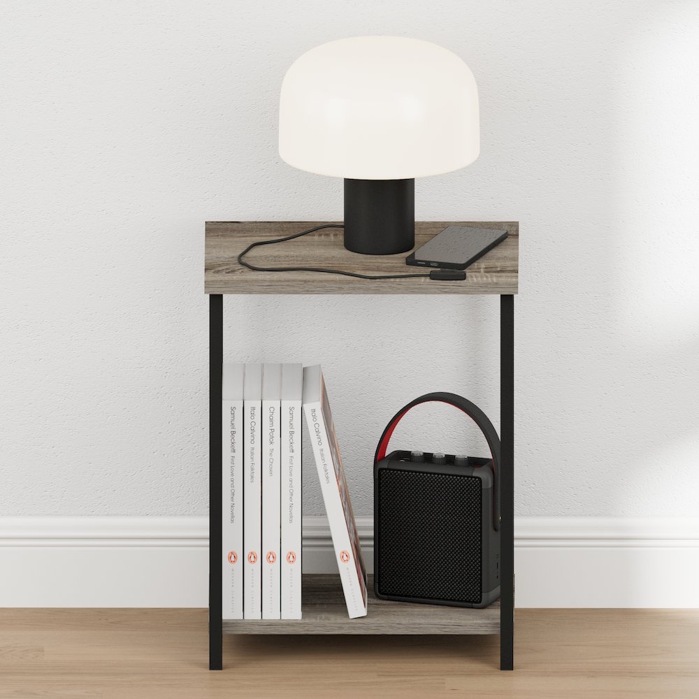SIMPLISTIC Night Stand, 2-Tier Open Shelf Design, French Oak. Picture 6