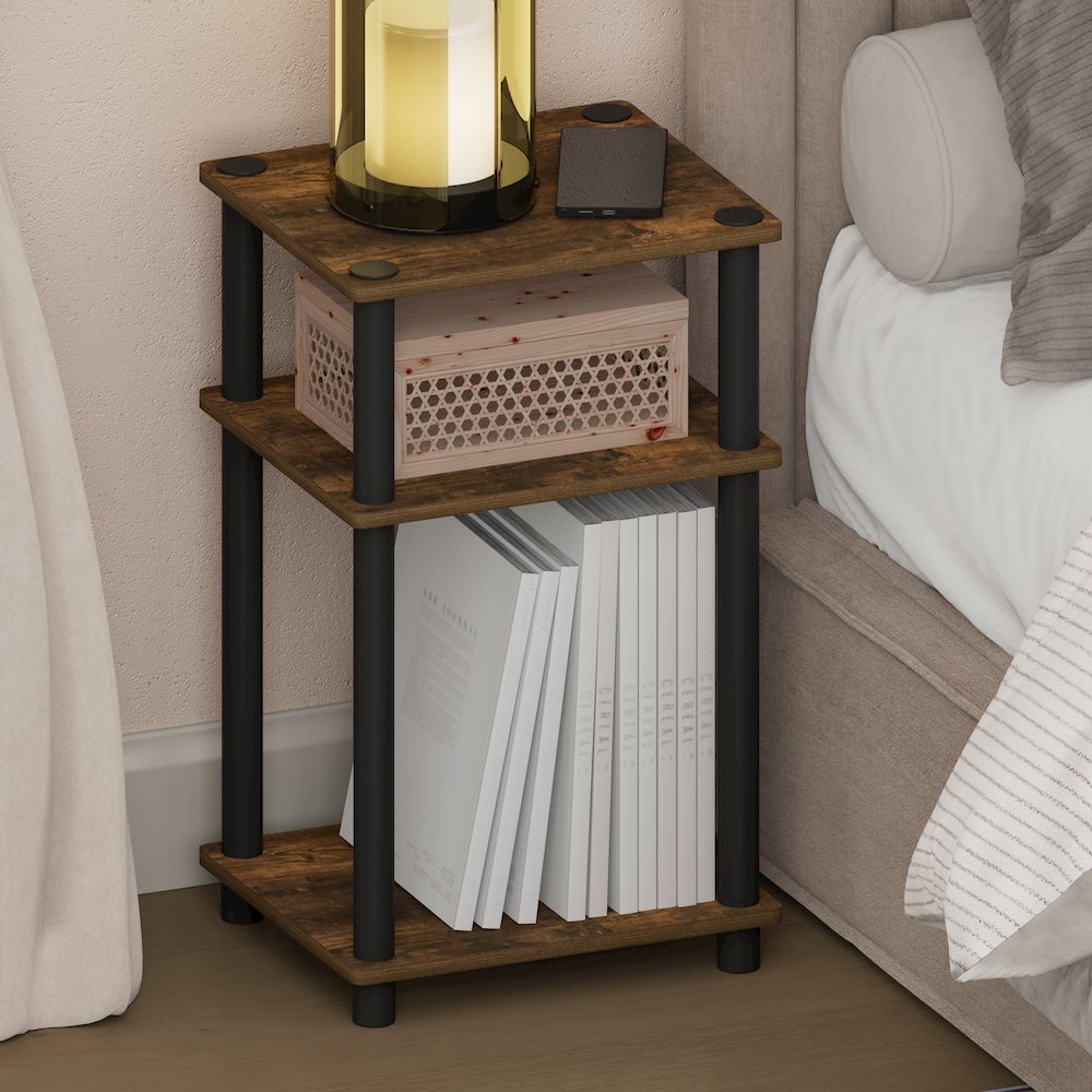 JUST Night Stand, 3-Tier Turn-N-Tube Nightstand, Amber Pine. Picture 2