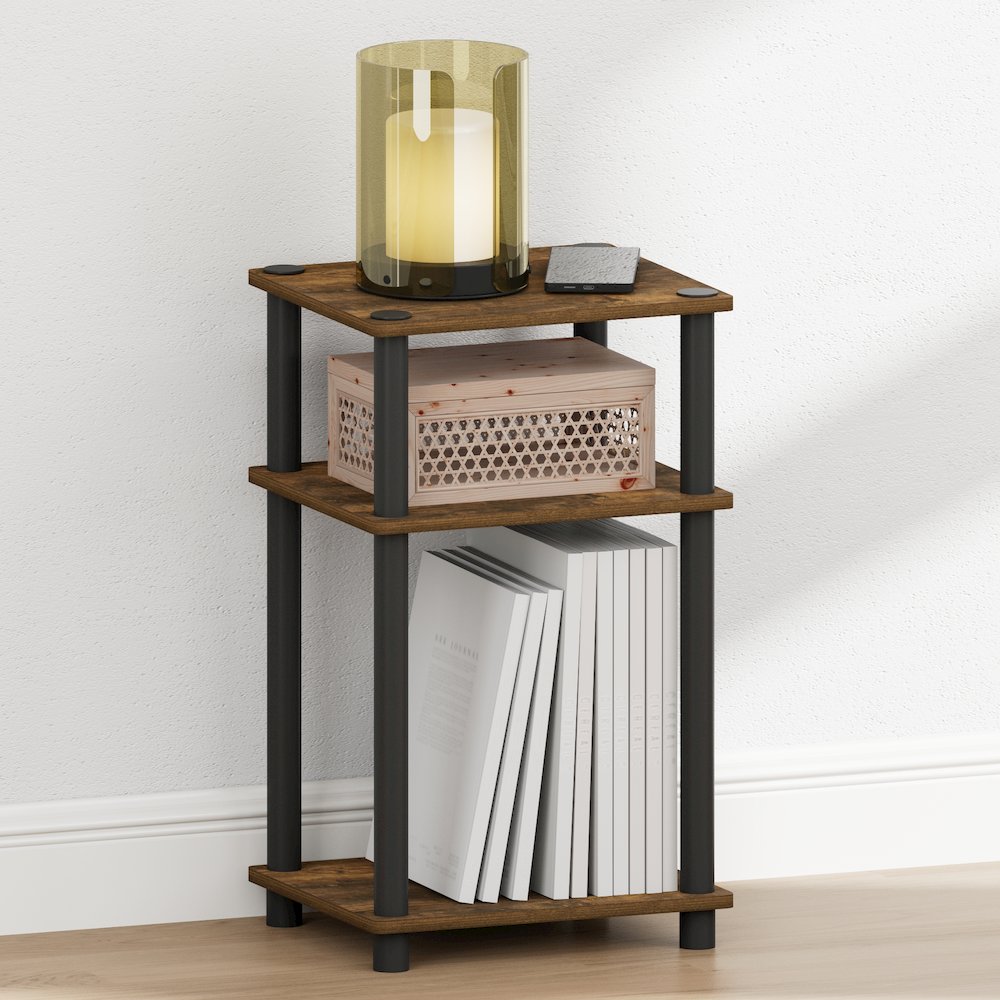 JUST Night Stand, 3-Tier Turn-N-Tube Nightstand, Amber Pine. Picture 1