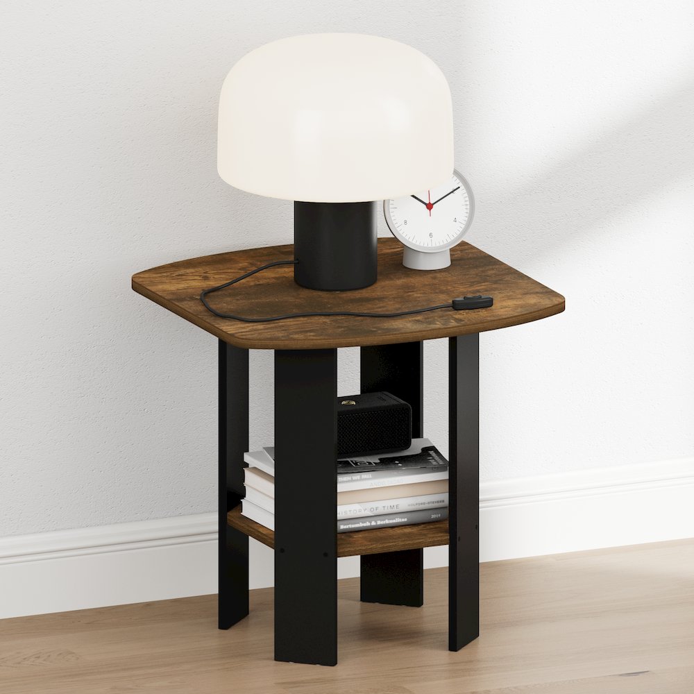 TIDUR Night Stand, 2-Tier Open Shelf Design, Amber Pine. Picture 1